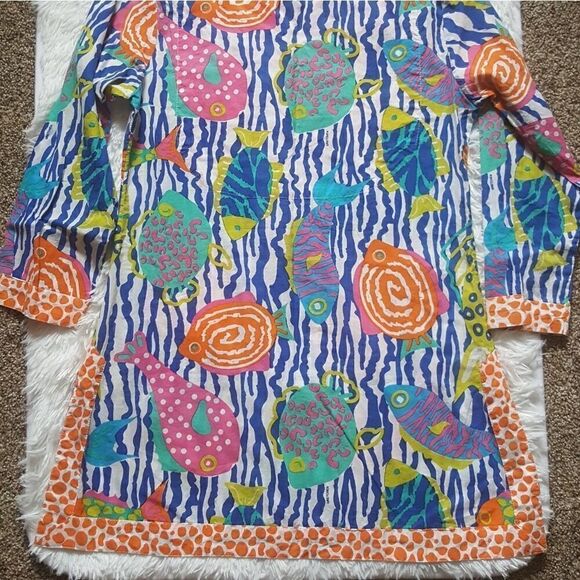 Gretchen Scott Designs Tunic Top Multicolor Fish Tropical Nautical Women’s XS - Picture 7 of 8